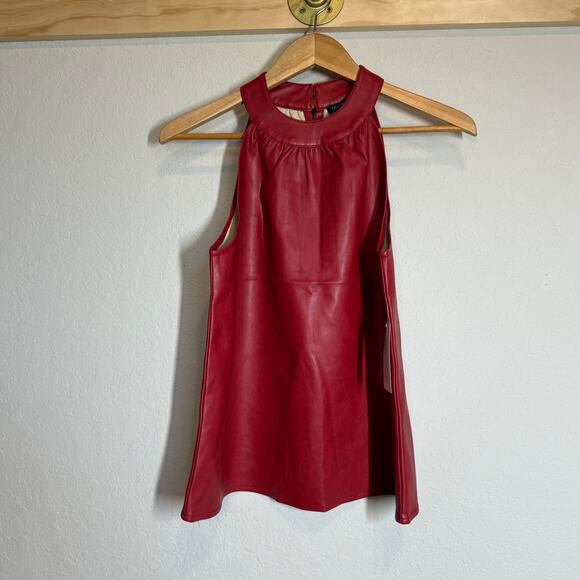 Women's DolceCabo Faux Red Leather Sleeveless Halter Top Size Medium NEW - Picture 8 of 8